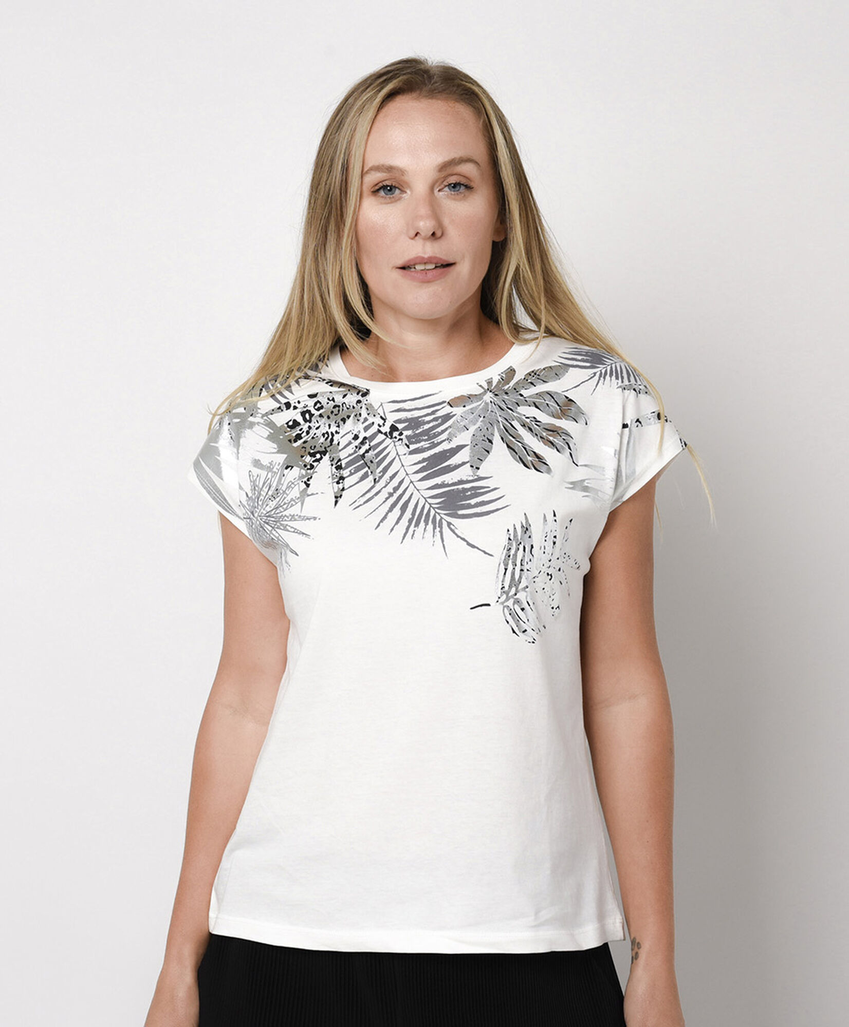 Polera mujer palmera plateada Polera mujer palmera plateada