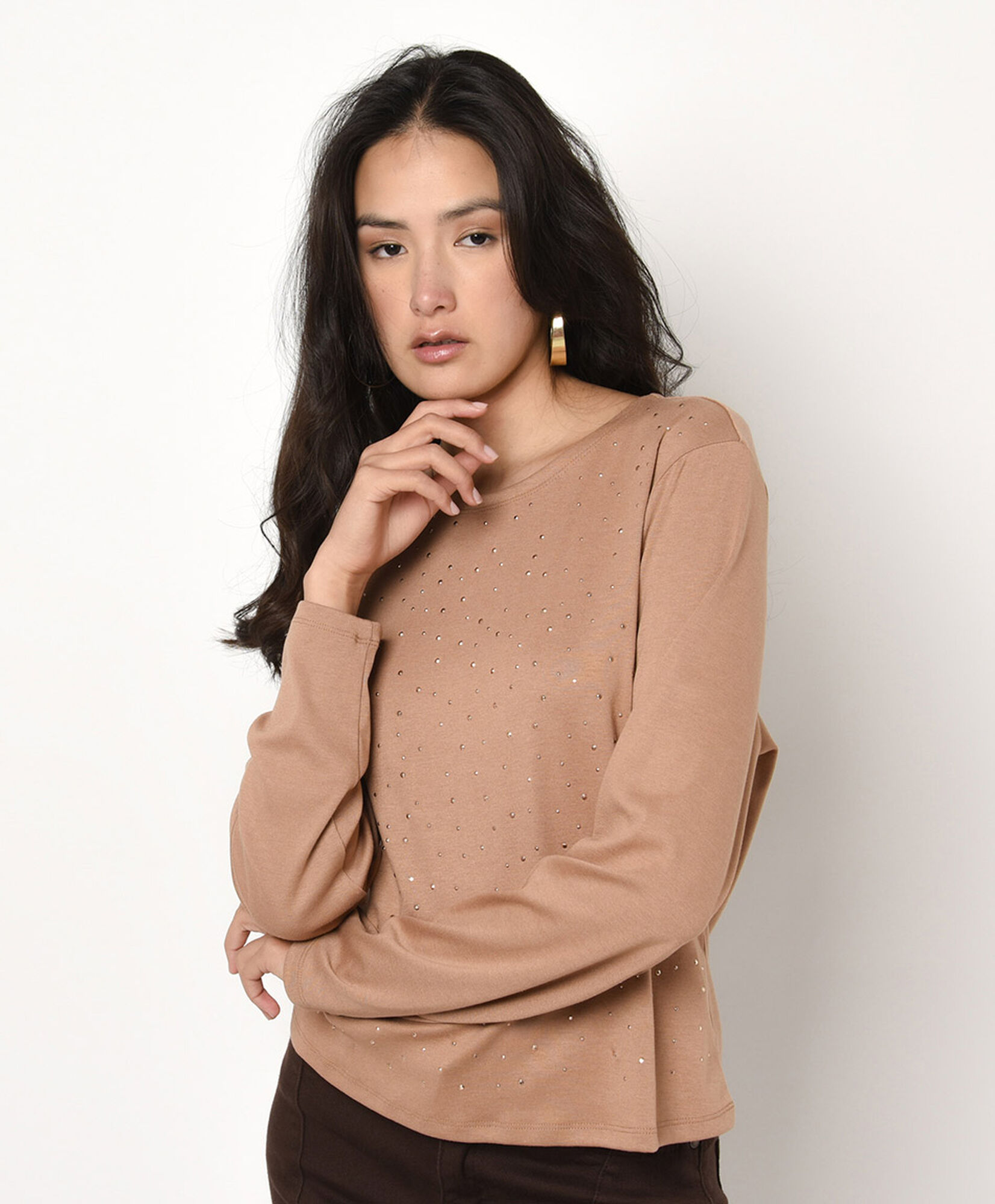 Polera mujer brillos frontales Polera mujer brillos frontales