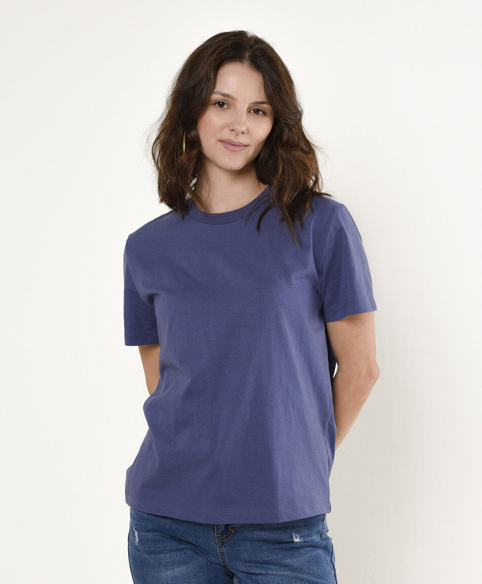Polera mujer lisa azul