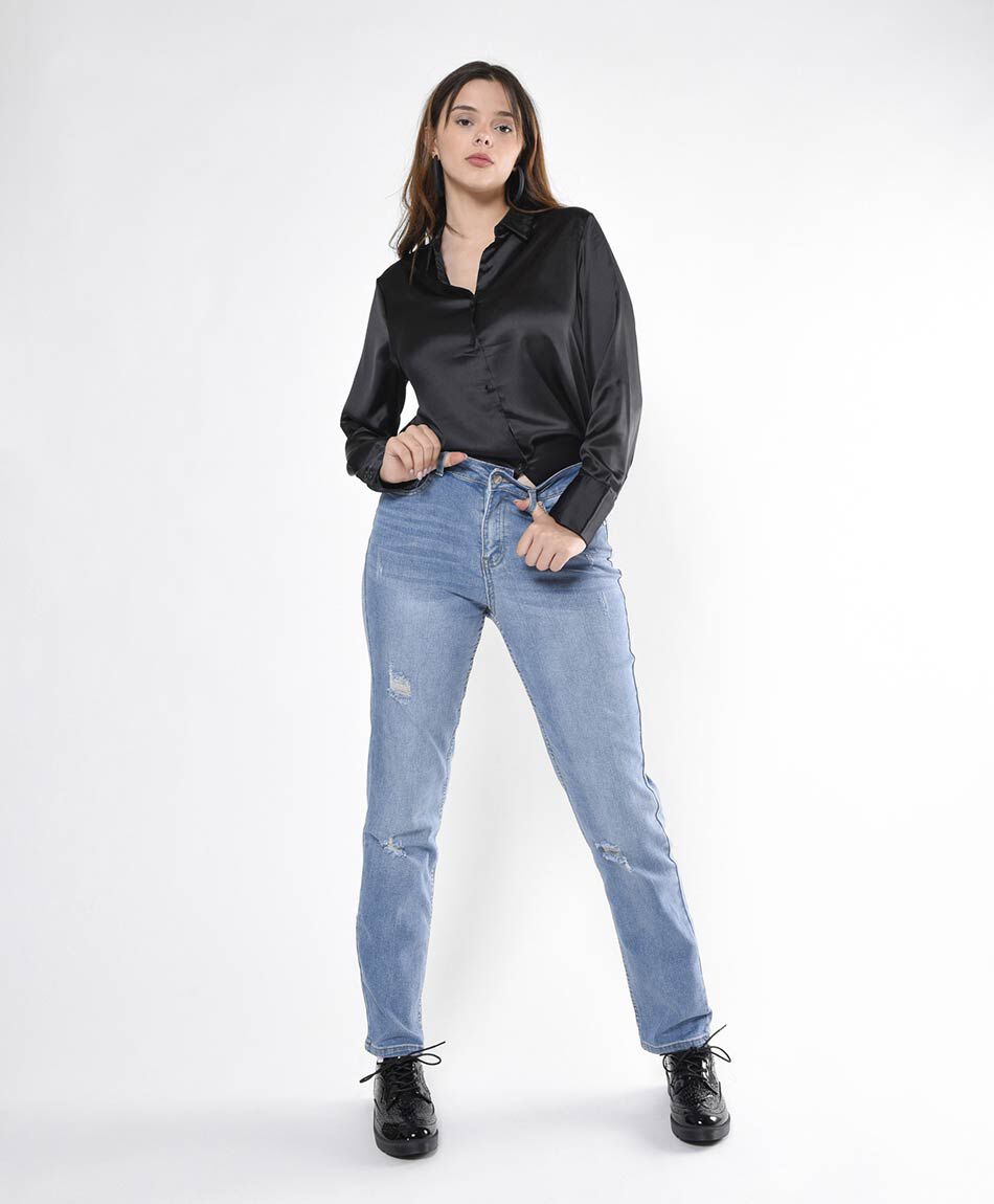 Jeans mujer rasgado frontal skinny fit