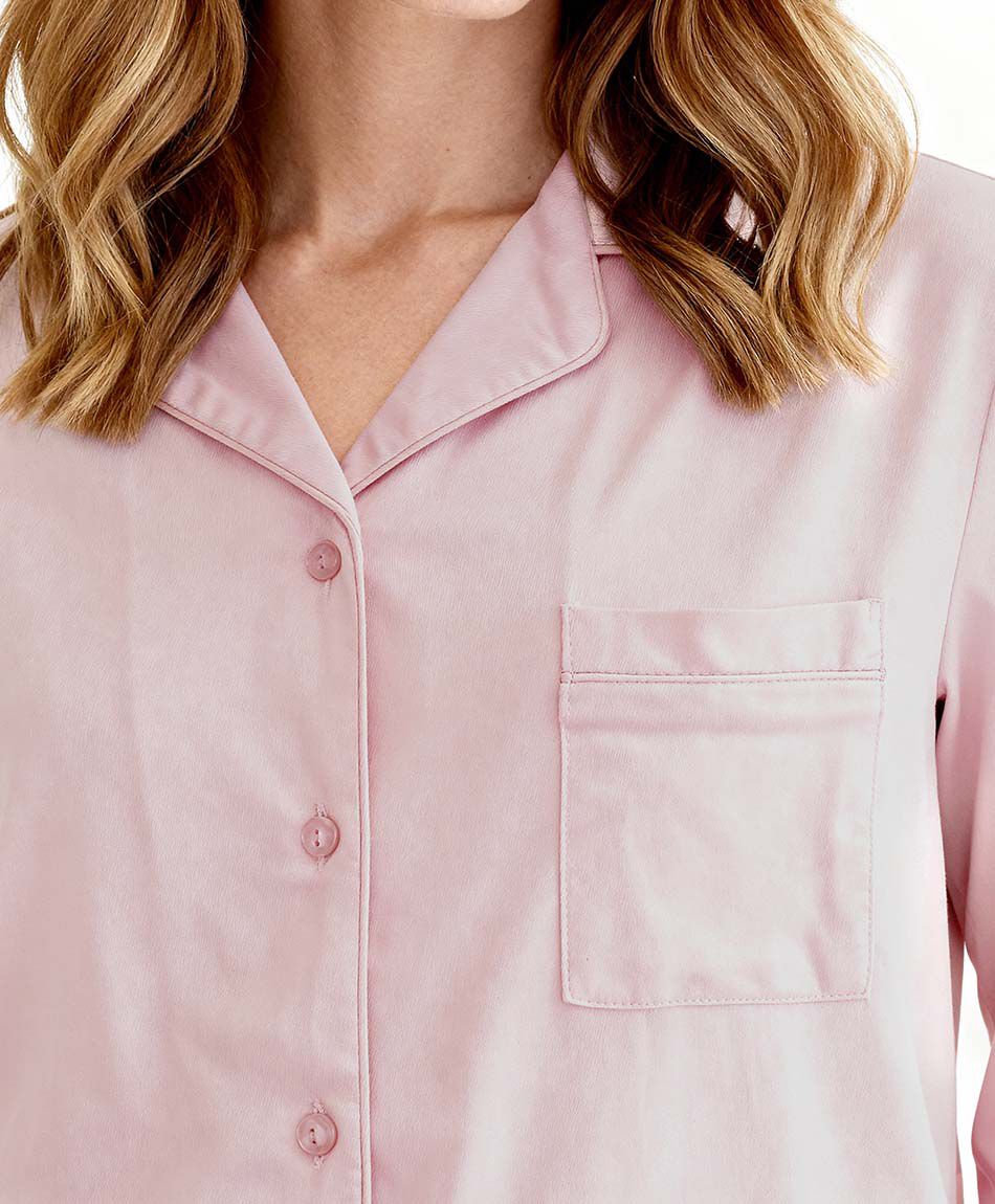 Pijama mujer camisero azul piping