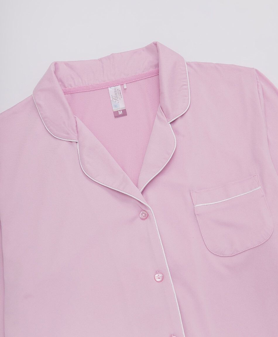 Pijama mujer camisero rosado