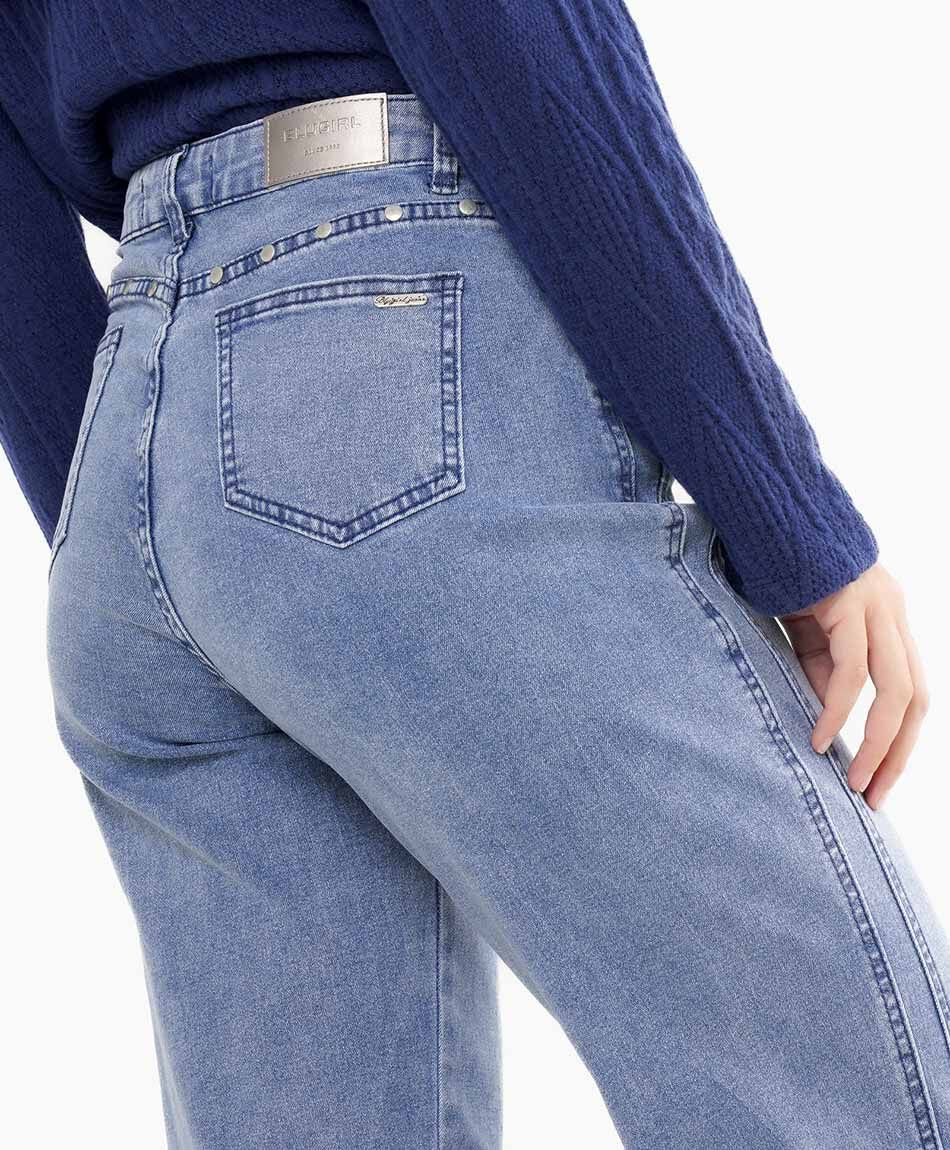 Jeans mujer wide leg tiro alto blue