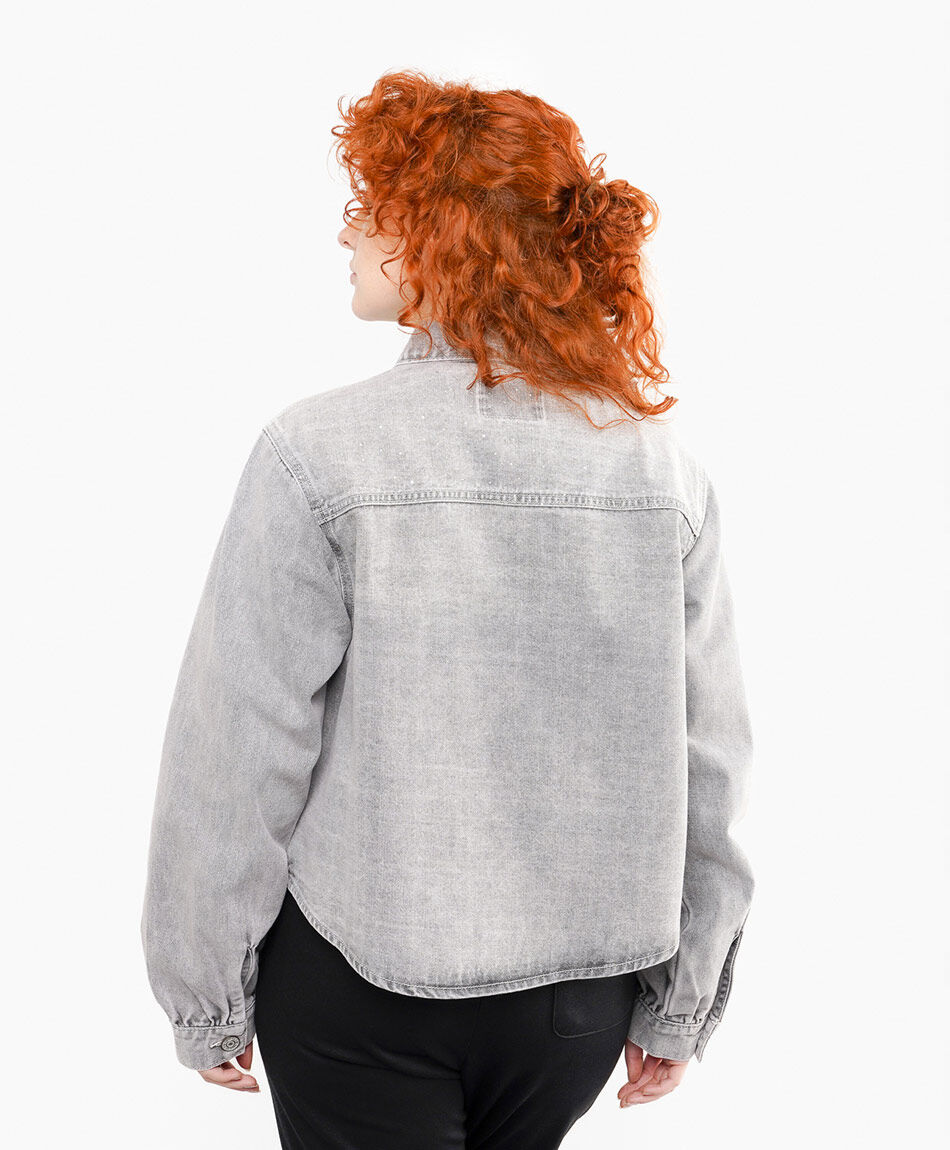 Chaqueta mujer denim strass grey