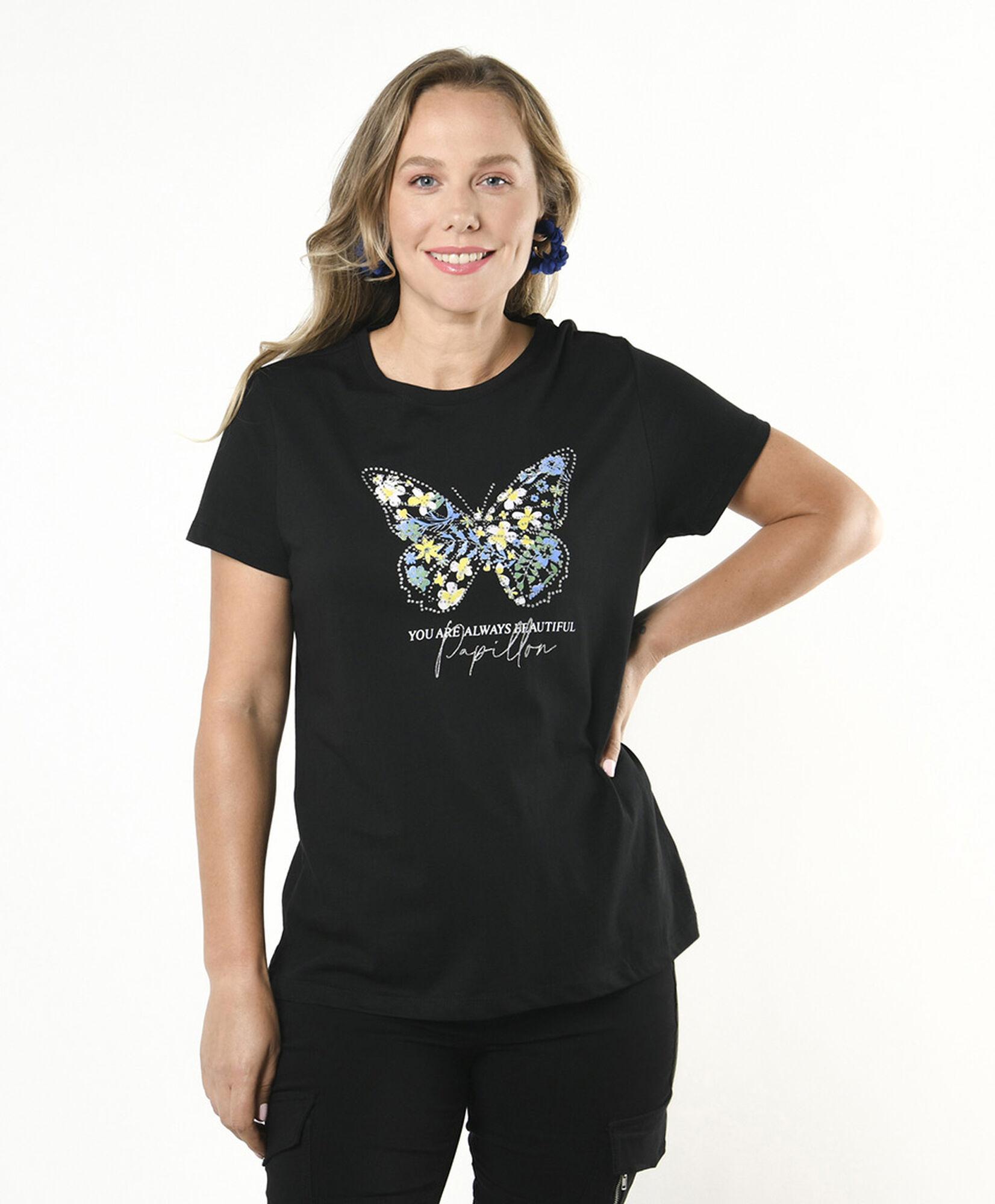 Polera mujer mariposa floreada Polera mujer mariposa floreada