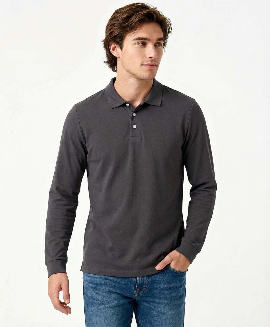 Polera hombre manga larga piqu&eacute;