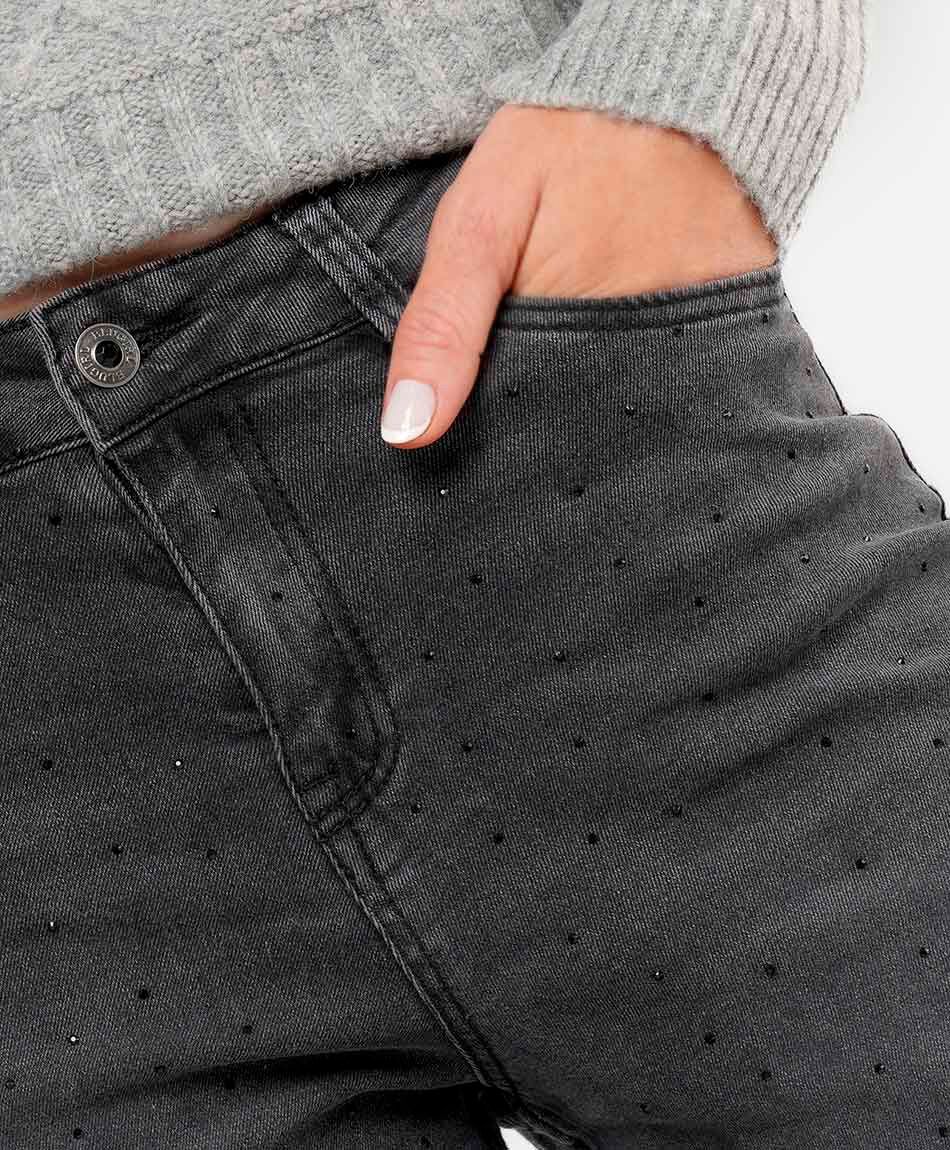 Jeans mujer brillos negros&nbsp;