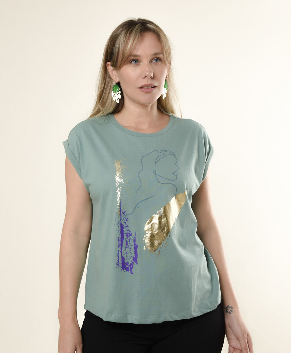 Polera mujer estampado abstracto