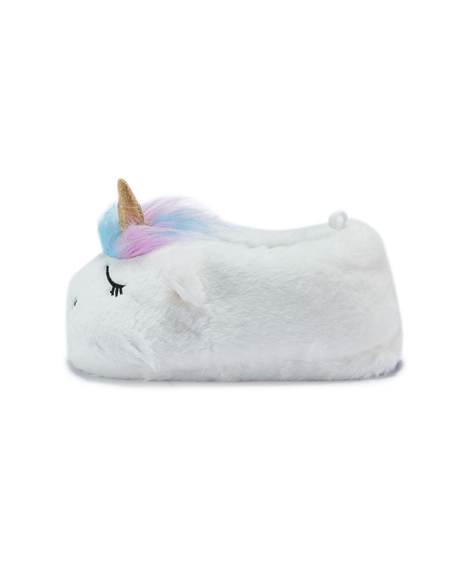 Pantufla ni&ntilde;a peluda unicornio