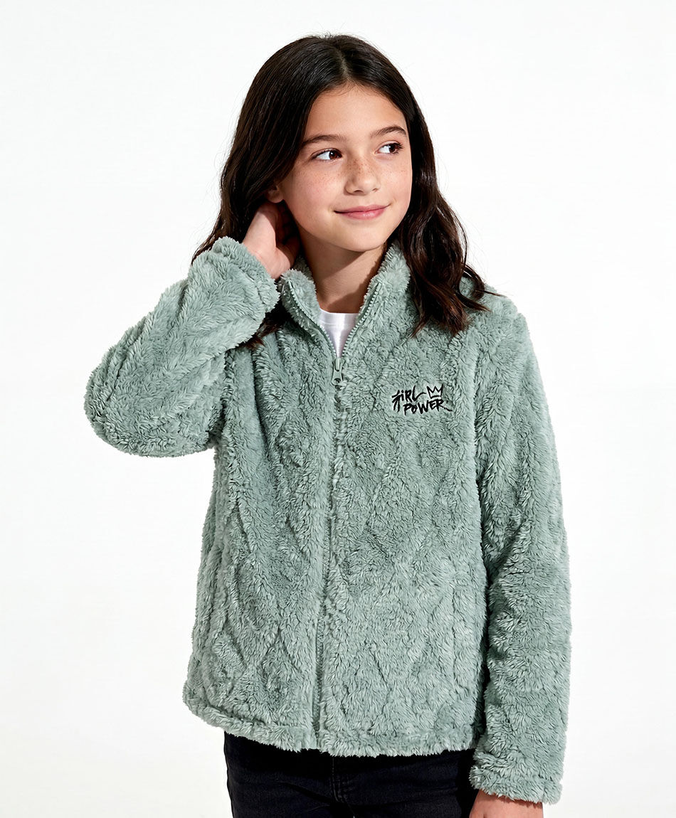 Poler&oacute;n ni&ntilde;a  sherpas rombo  verde