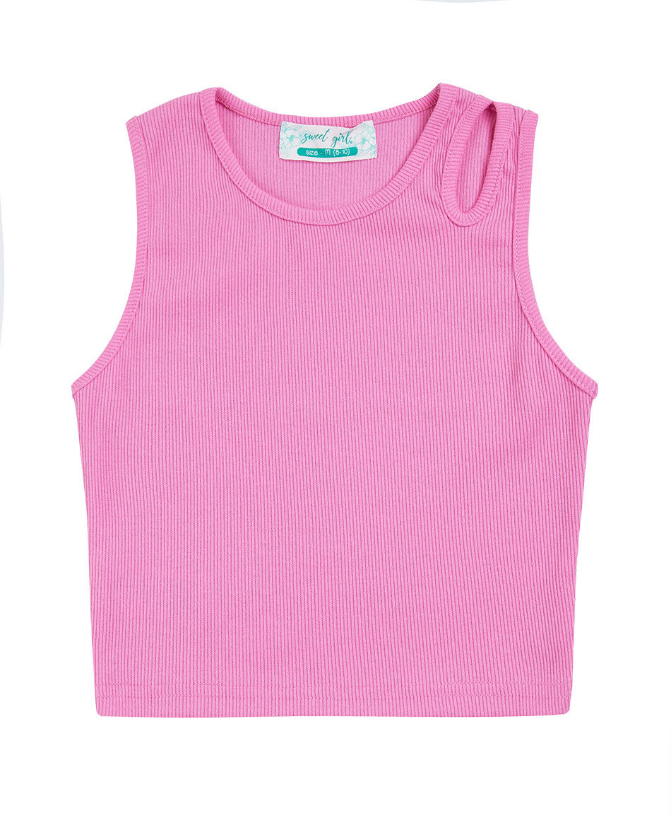 Polera ni&ntilde;a cut out rosada