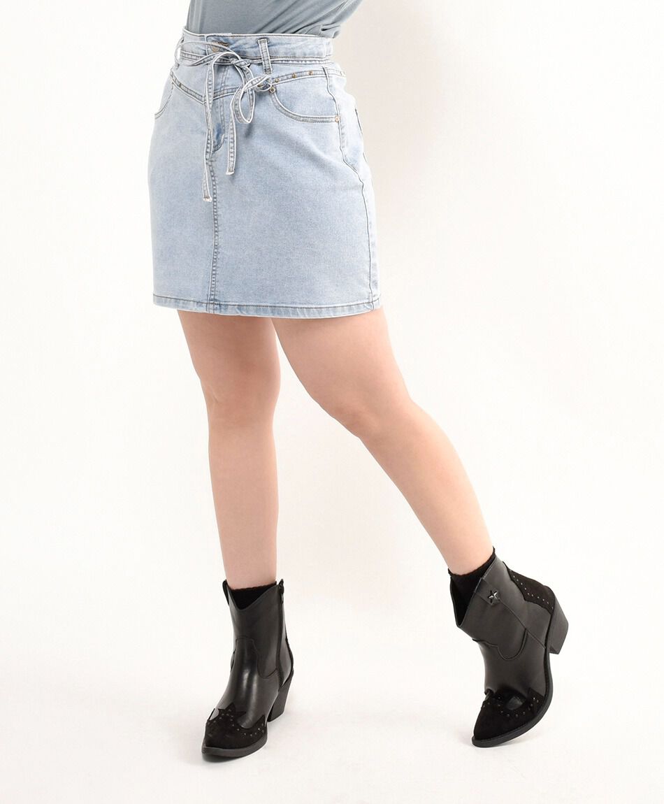 Mini falda mujer denim lazo