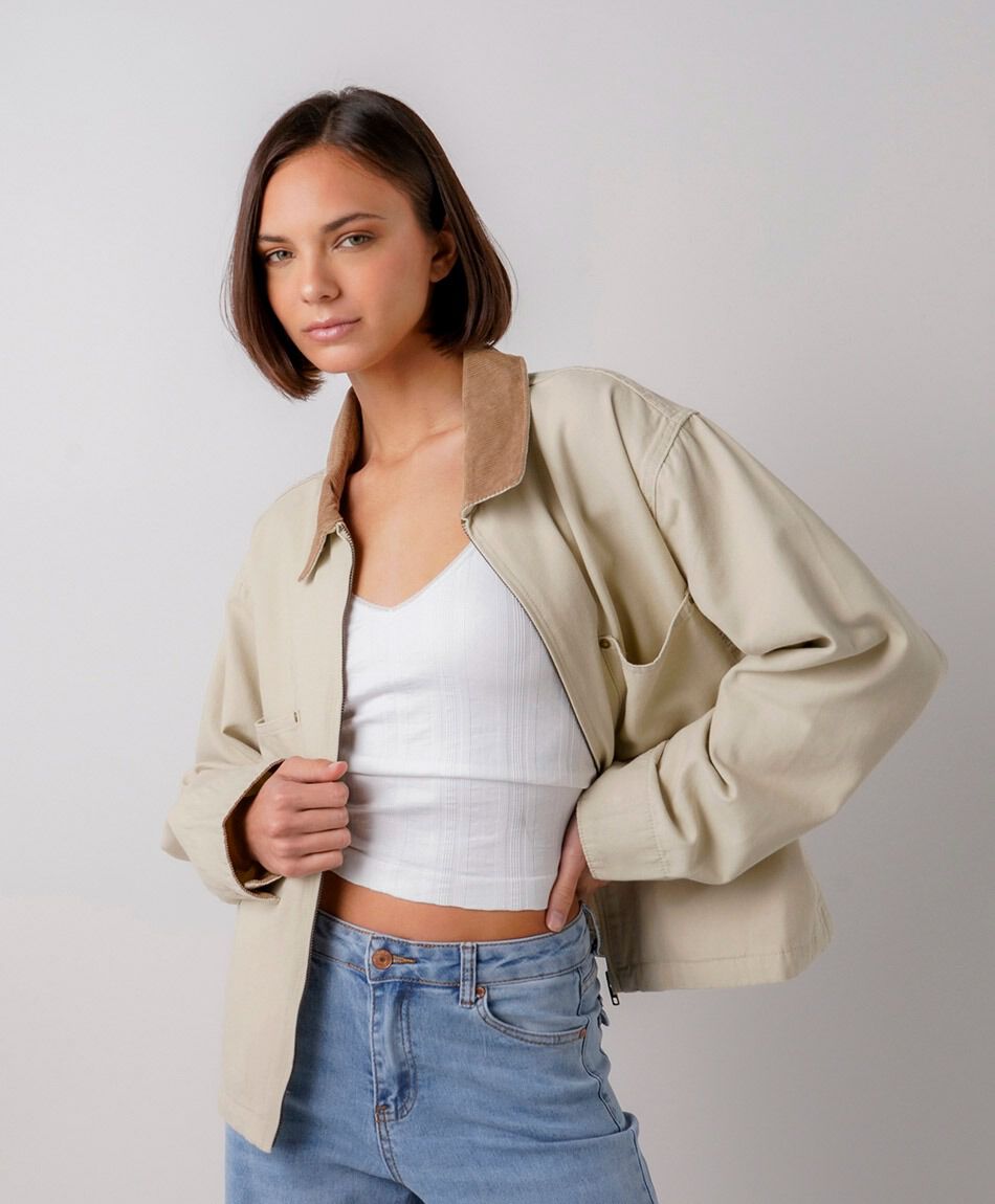 Chaqueta mujer canvas cuello corderoy