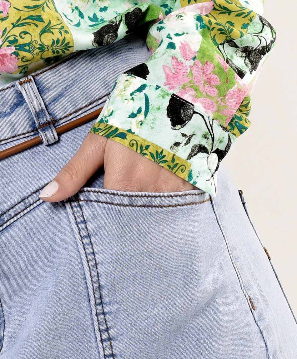 Mini falda mujer denim lazo