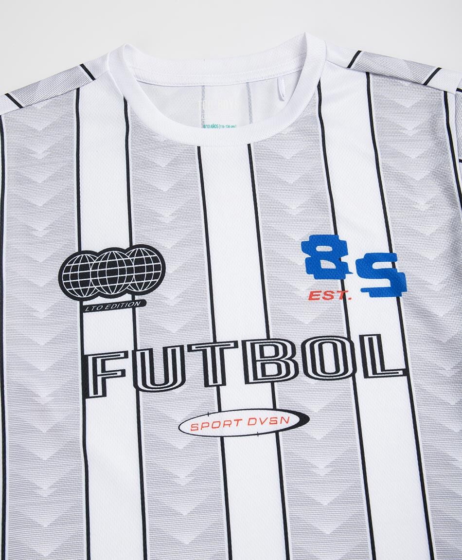 Polera ni&ntilde;o f&uacute;tbol l&iacute;neas