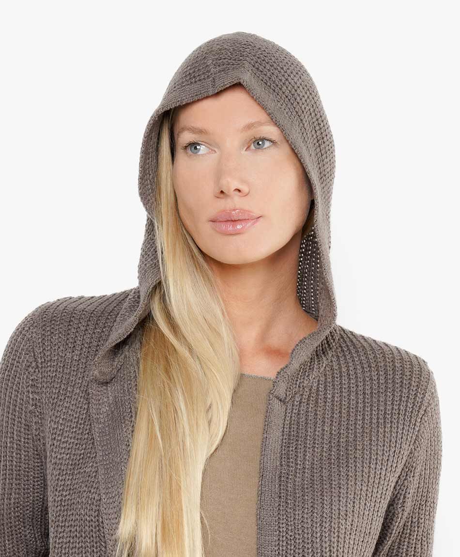 Cardigan mujer largo con gorro