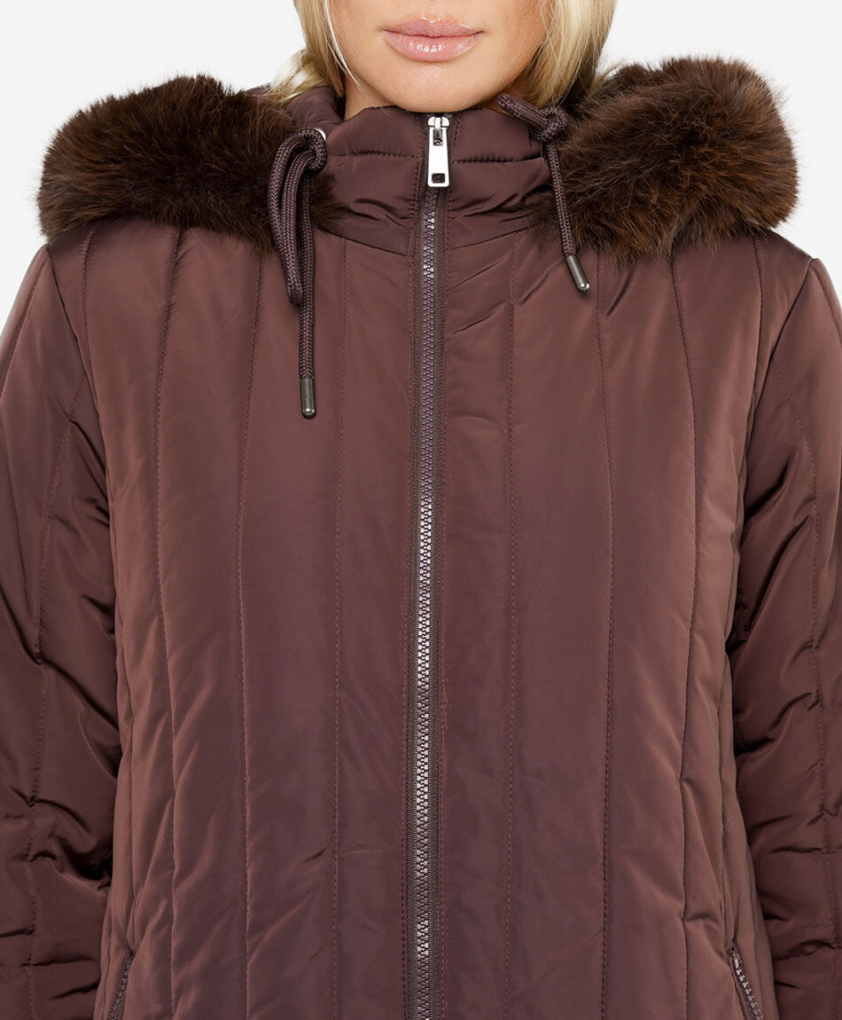 Parka mujer larga pelitos gorro