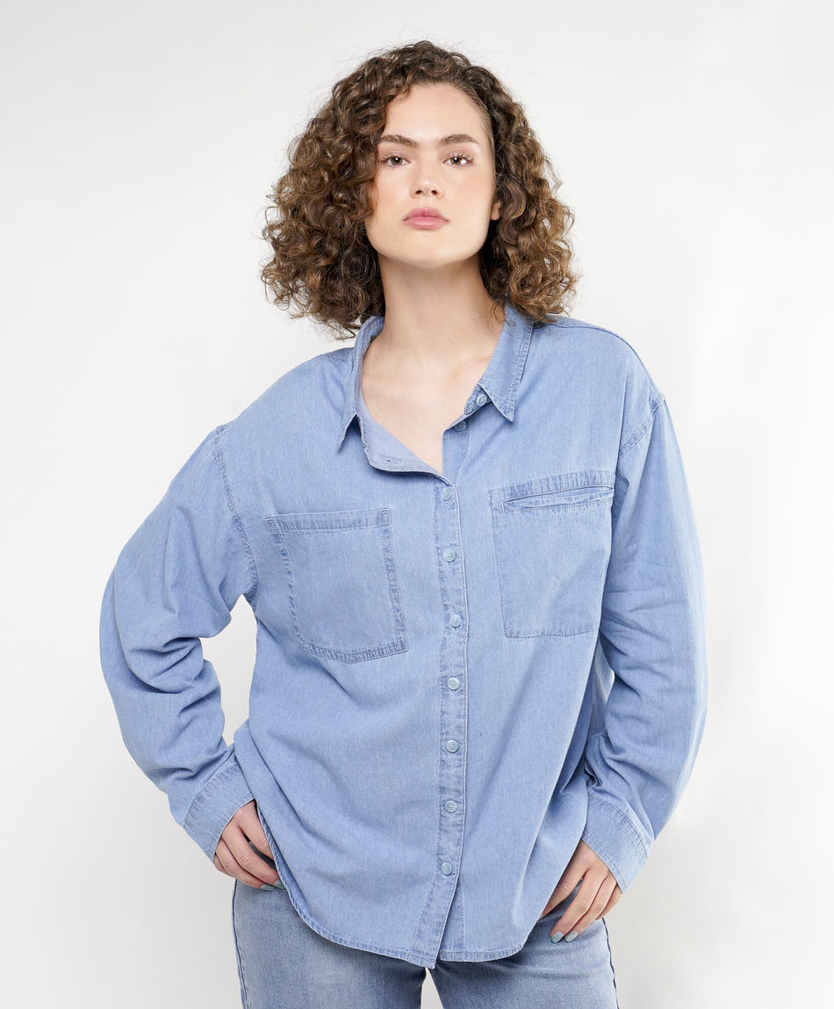 Blusa mujer denim bolsillos Blusa mujer denim bolsillos