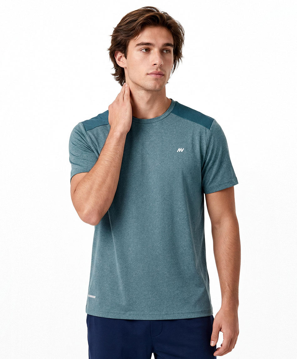 Polera deportiva hombre melange turquesa