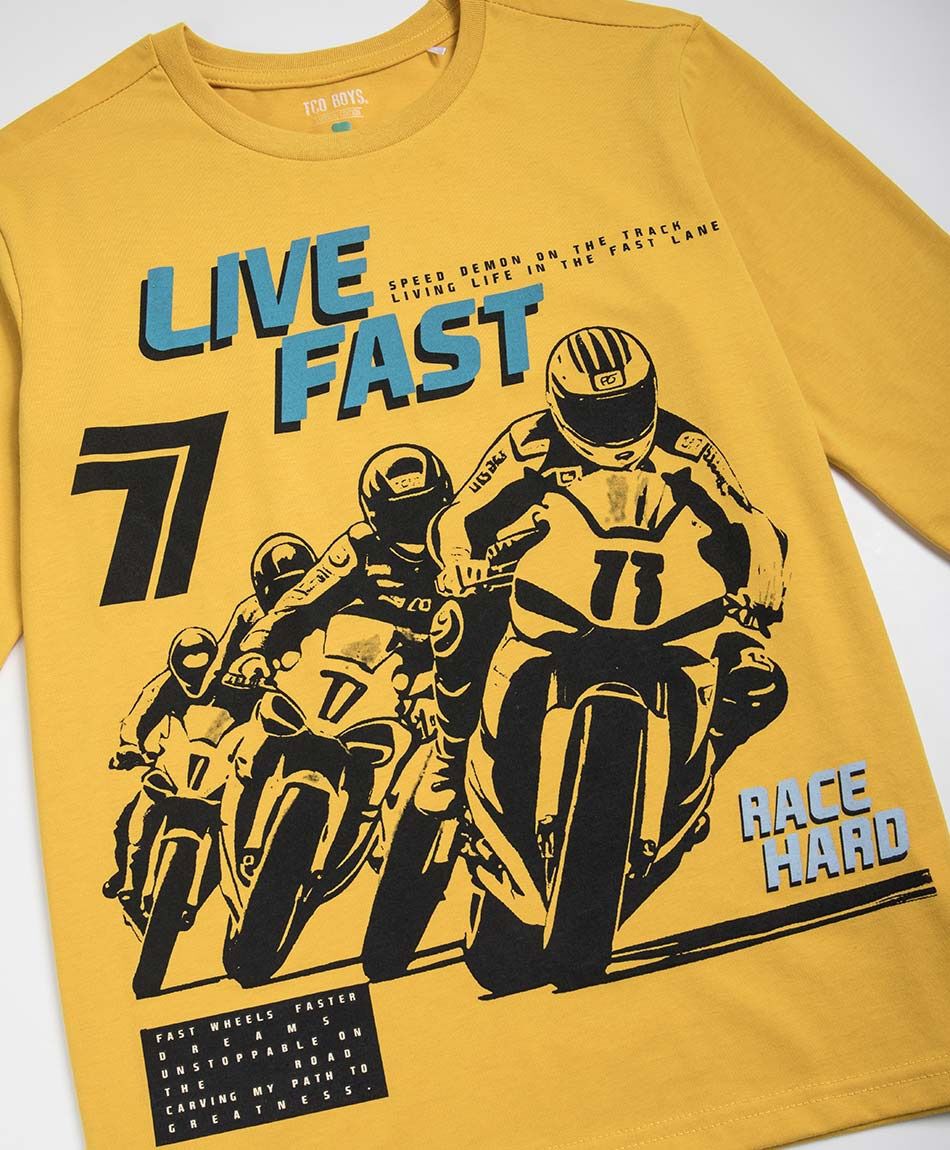 Polera ni&ntilde;o estampado live fast