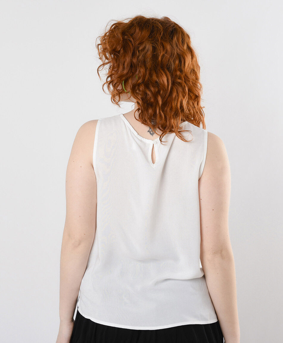 Blusa mujer lisa blanca sin mangas