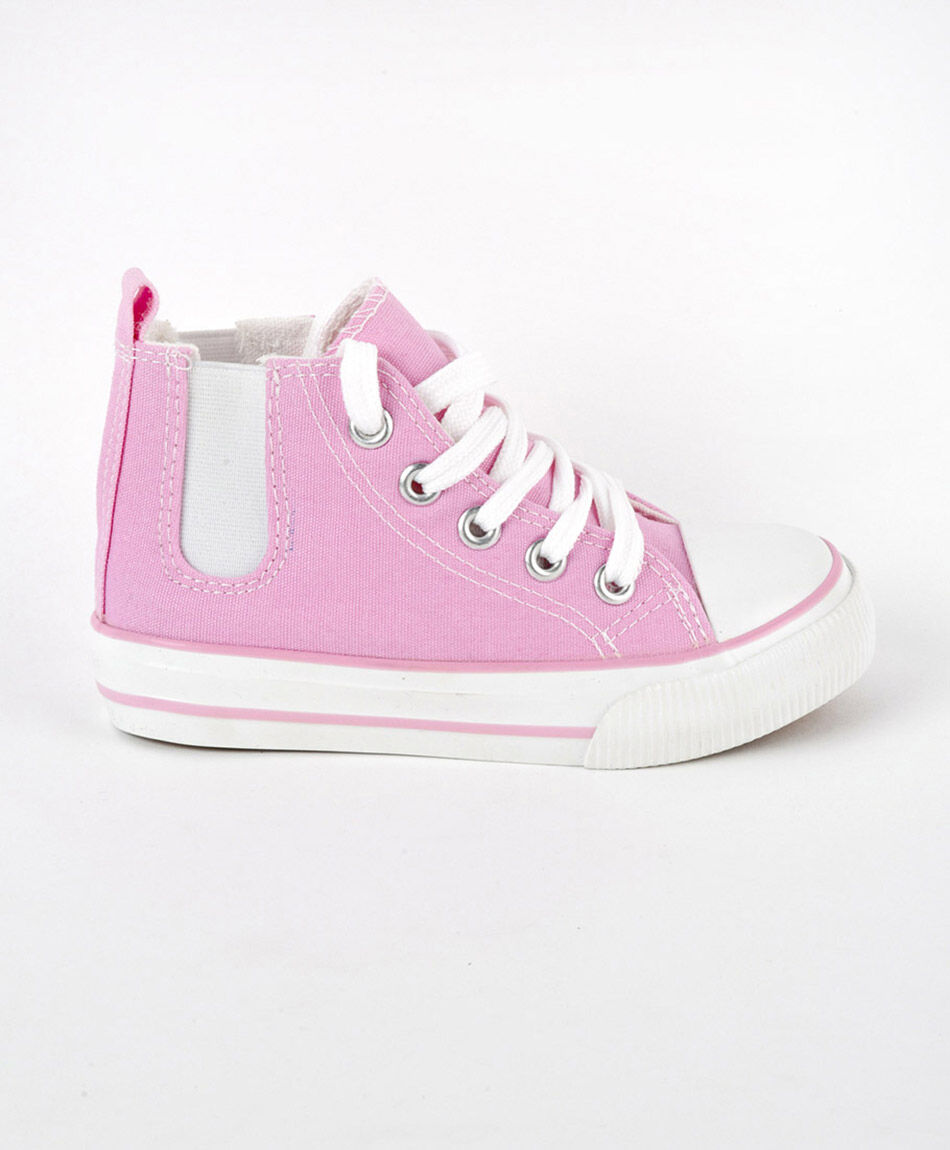 Zapatilla infantil caña alta elástico rosada