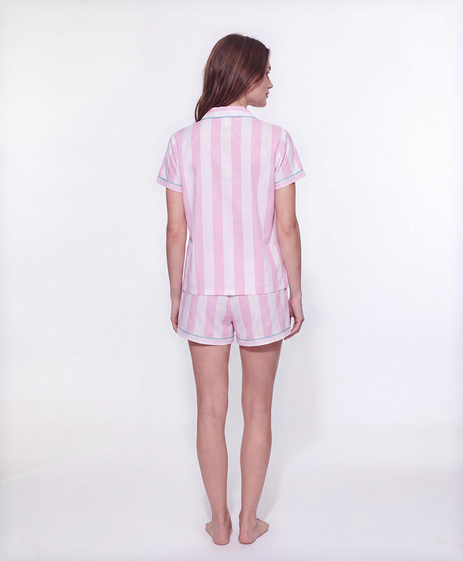 Pijama mujer camisero  rosado l&iacute;neas short