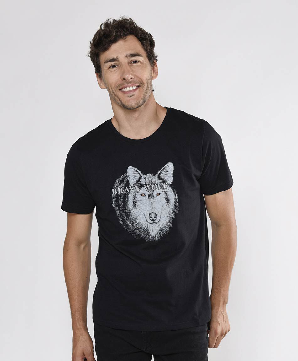 Polera hombre estampada lobo