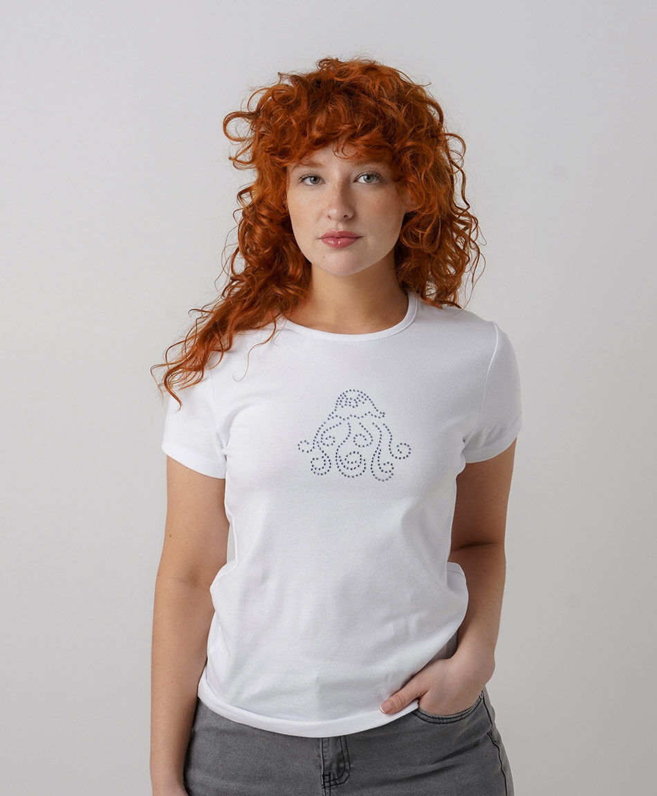 Polera mujer pulpo brillos