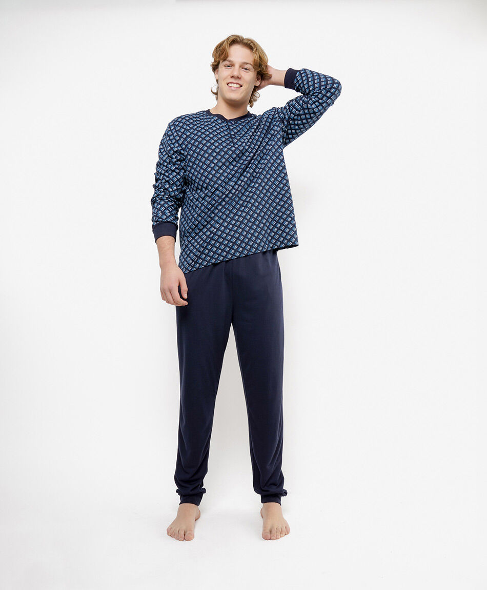 Pijama hombre cuadros azulados