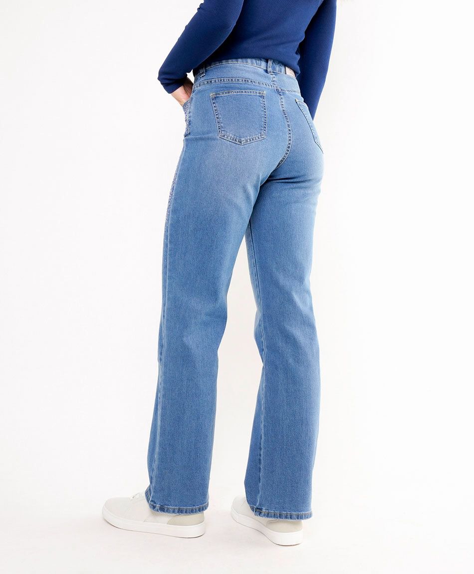 Jeans mujer wide leg brillos