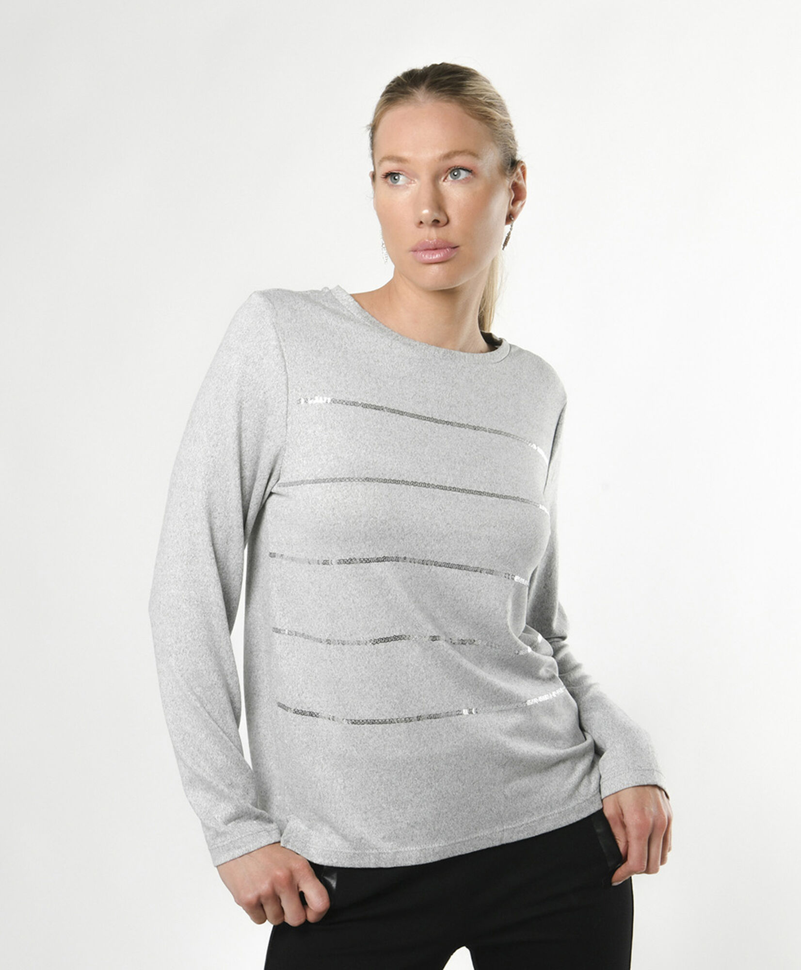 Polera mujer líneas lentejuelas Polera mujer líneas lentejuelas