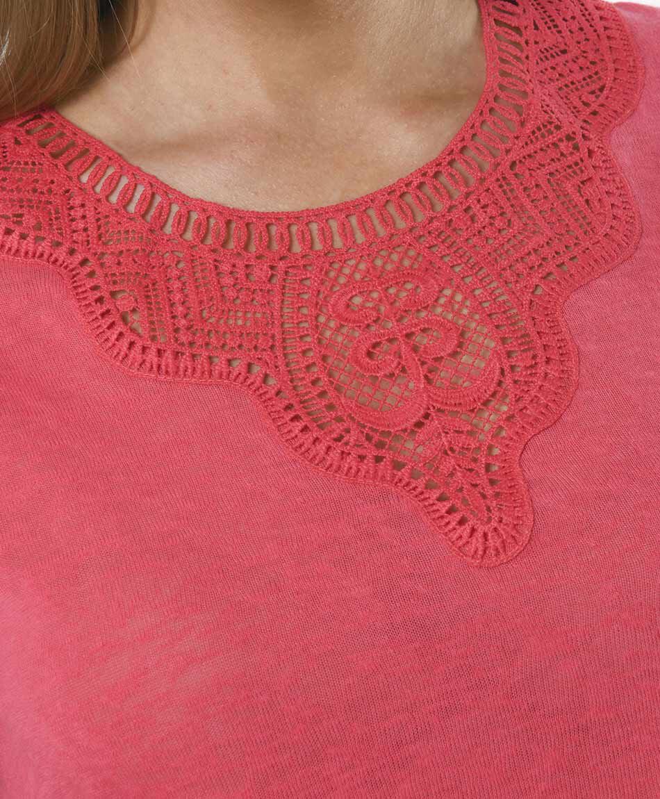Polera mujer cuello crochet