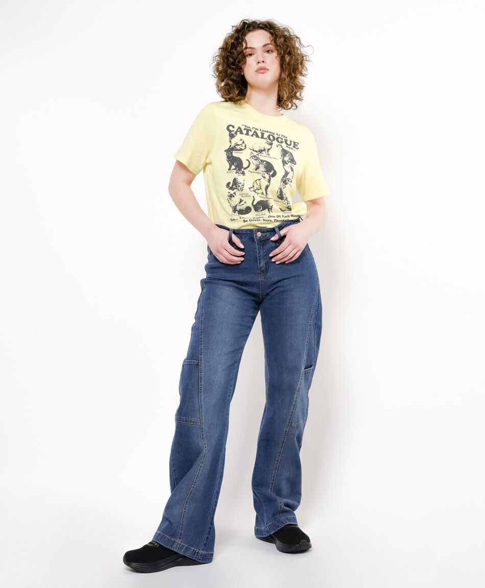 Jeans mujer bolsillos laterales wide