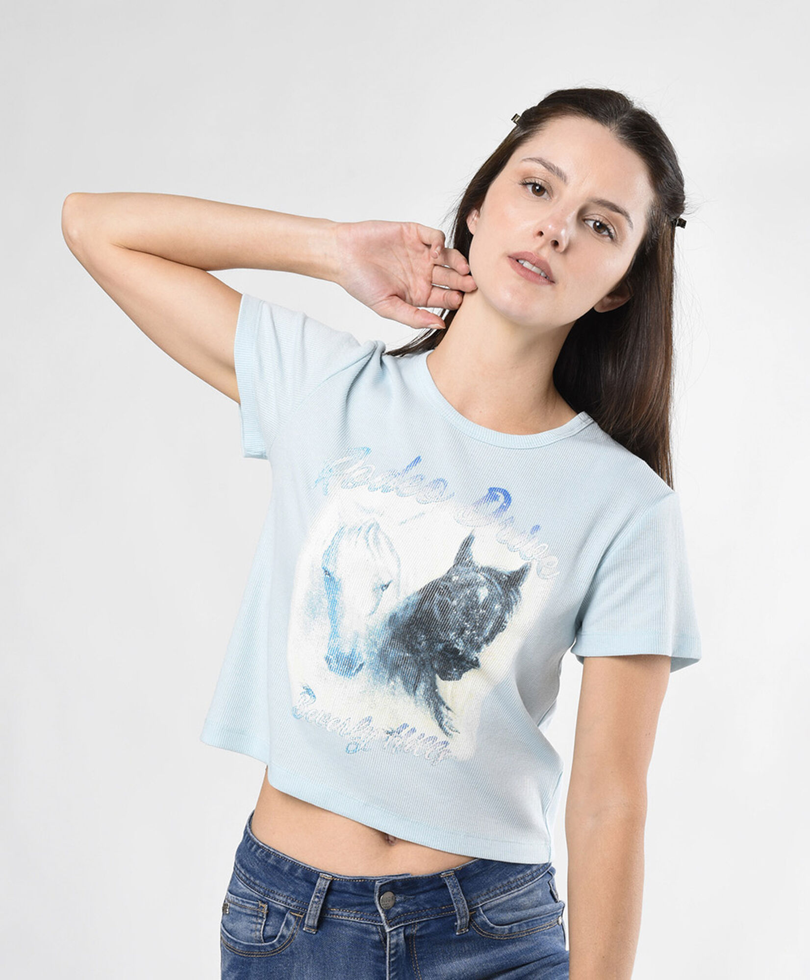 Polera mujer estampado caballos Polera mujer estampado caballos
