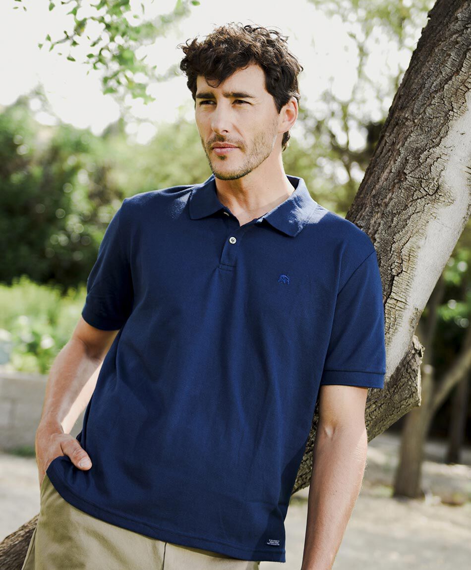 Polera hombre lisa cuello piqu&eacute;