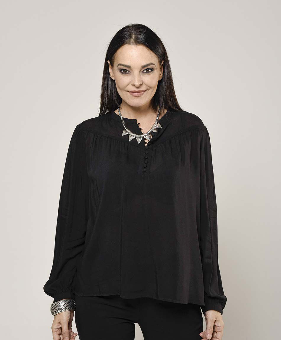 Blusa mujer plisada botones
