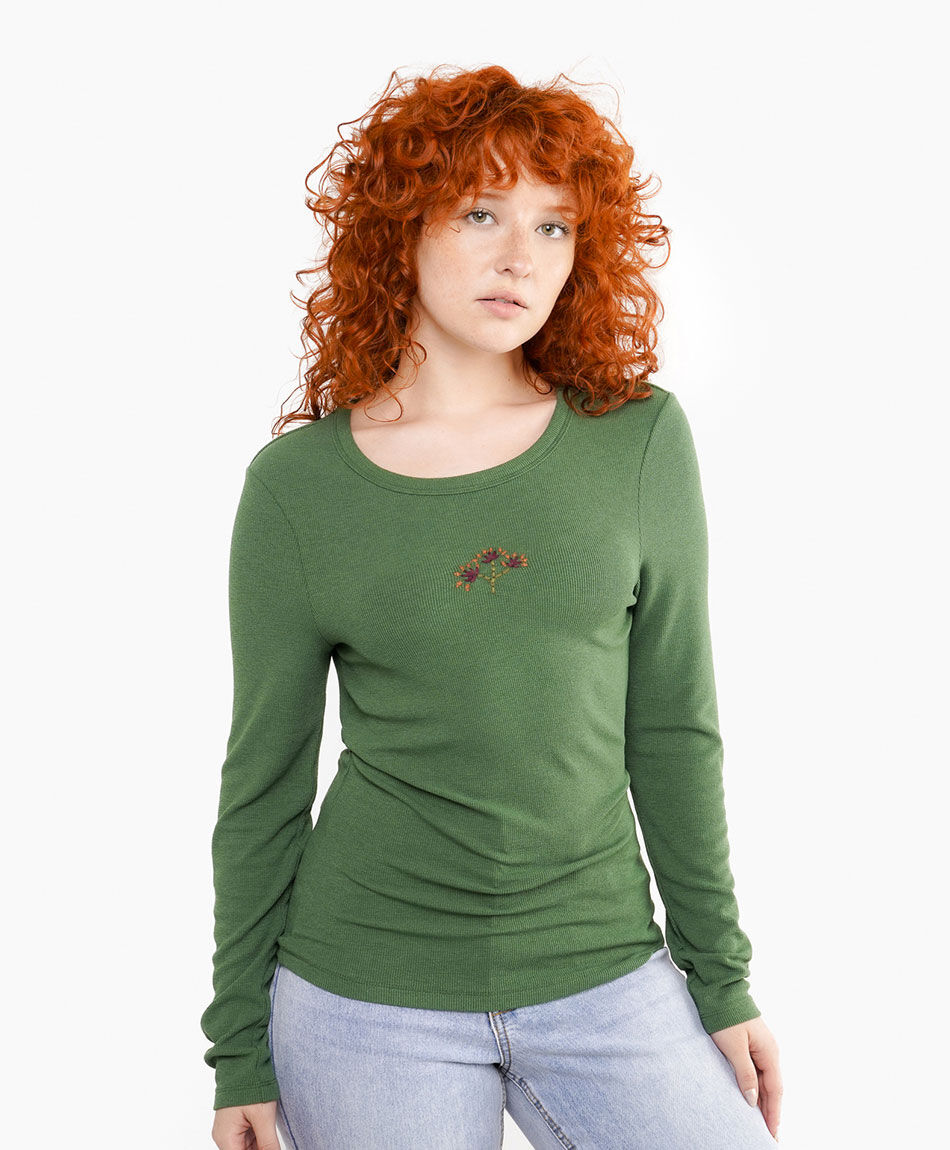 Polera mujer estampado flor triple