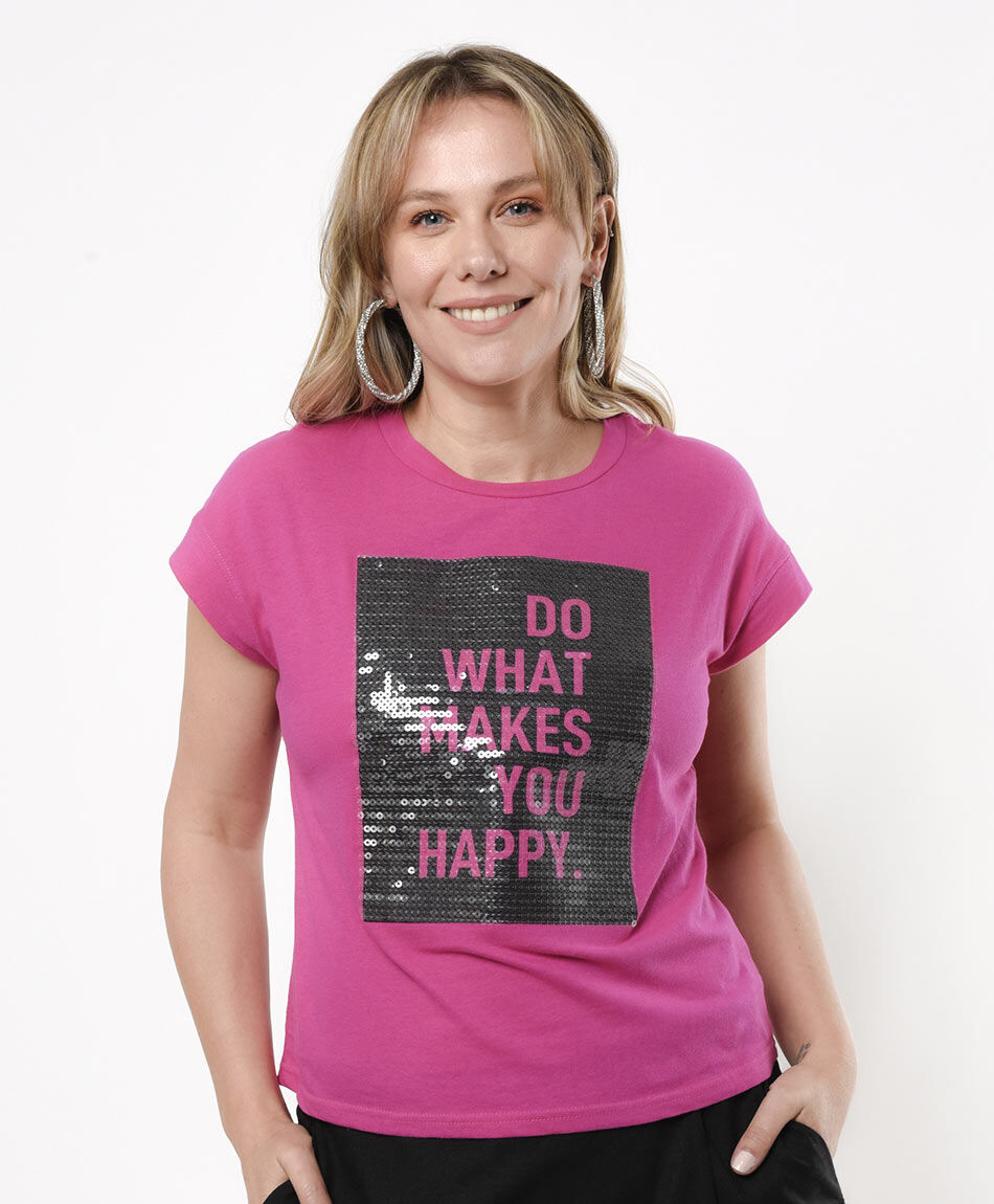 Polera mujer estampado lentejuelas