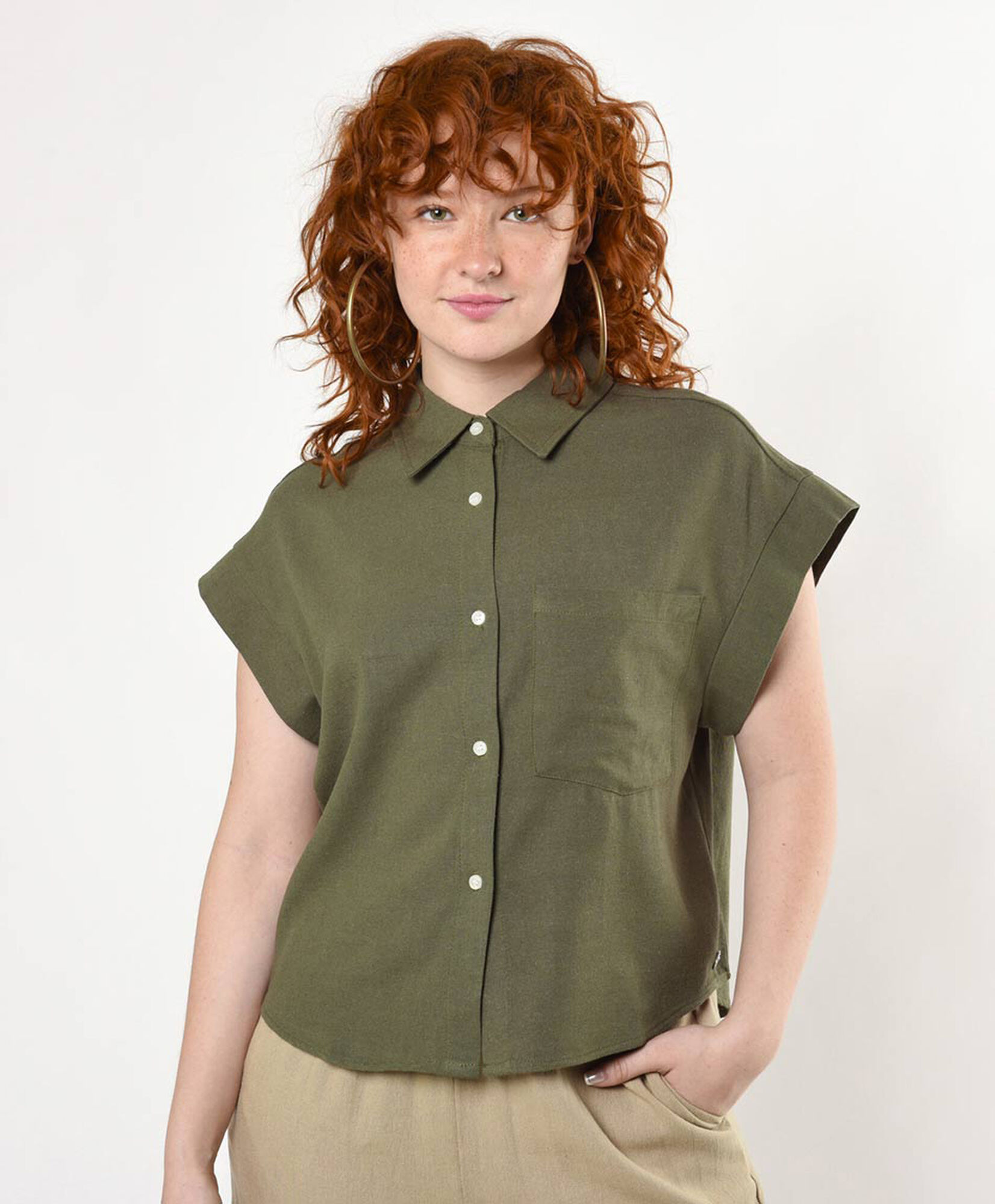 Blusa mujer bolsillo mini manga Blusa mujer bolsillo mini manga