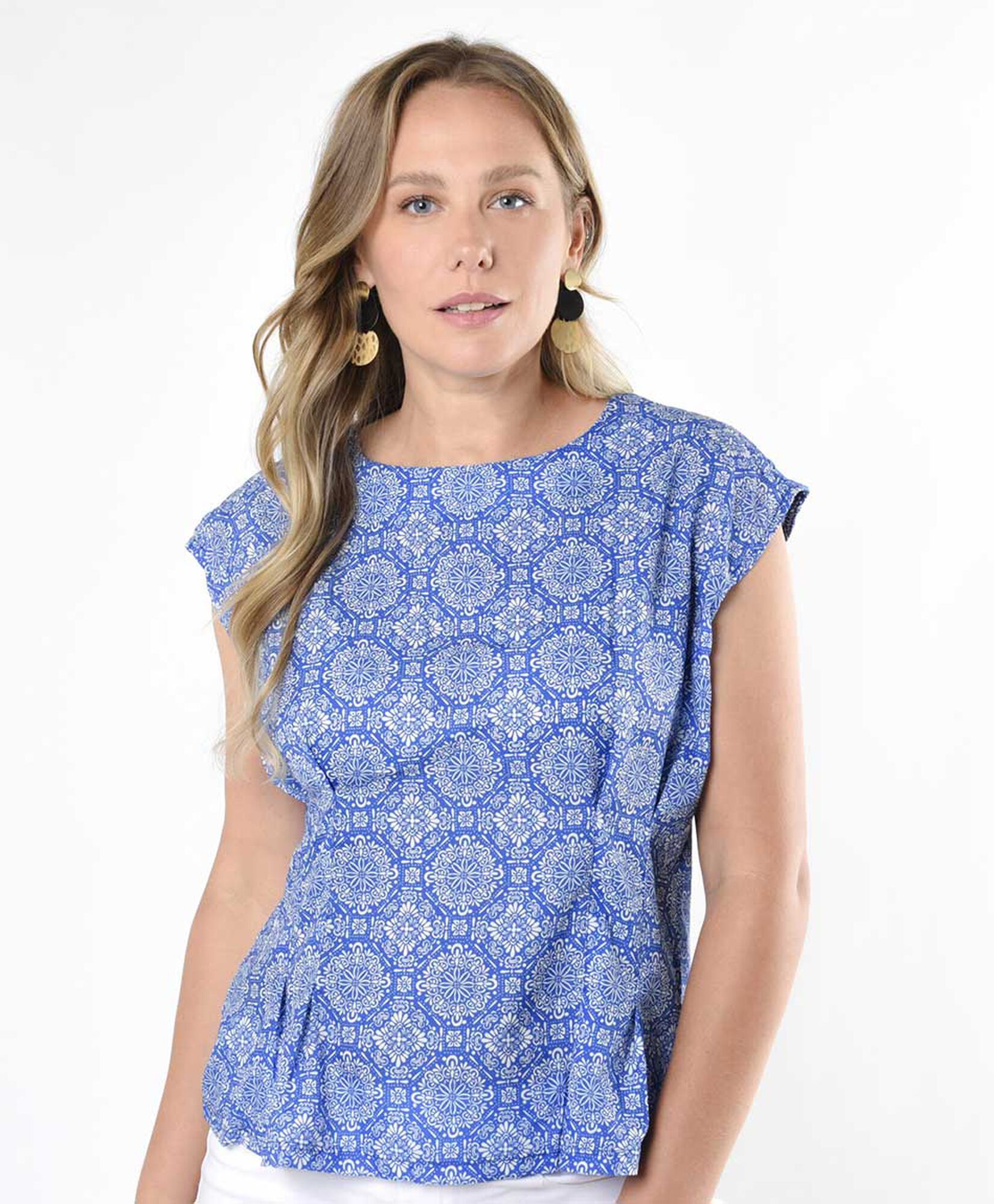 Polera mujer print mini manga Polera mujer print mini manga