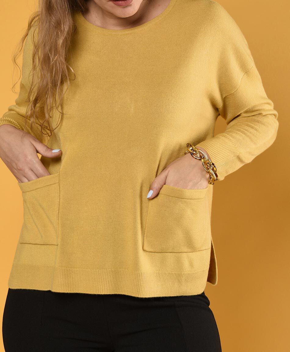 Sweater bolsillos oversize cuello redondo