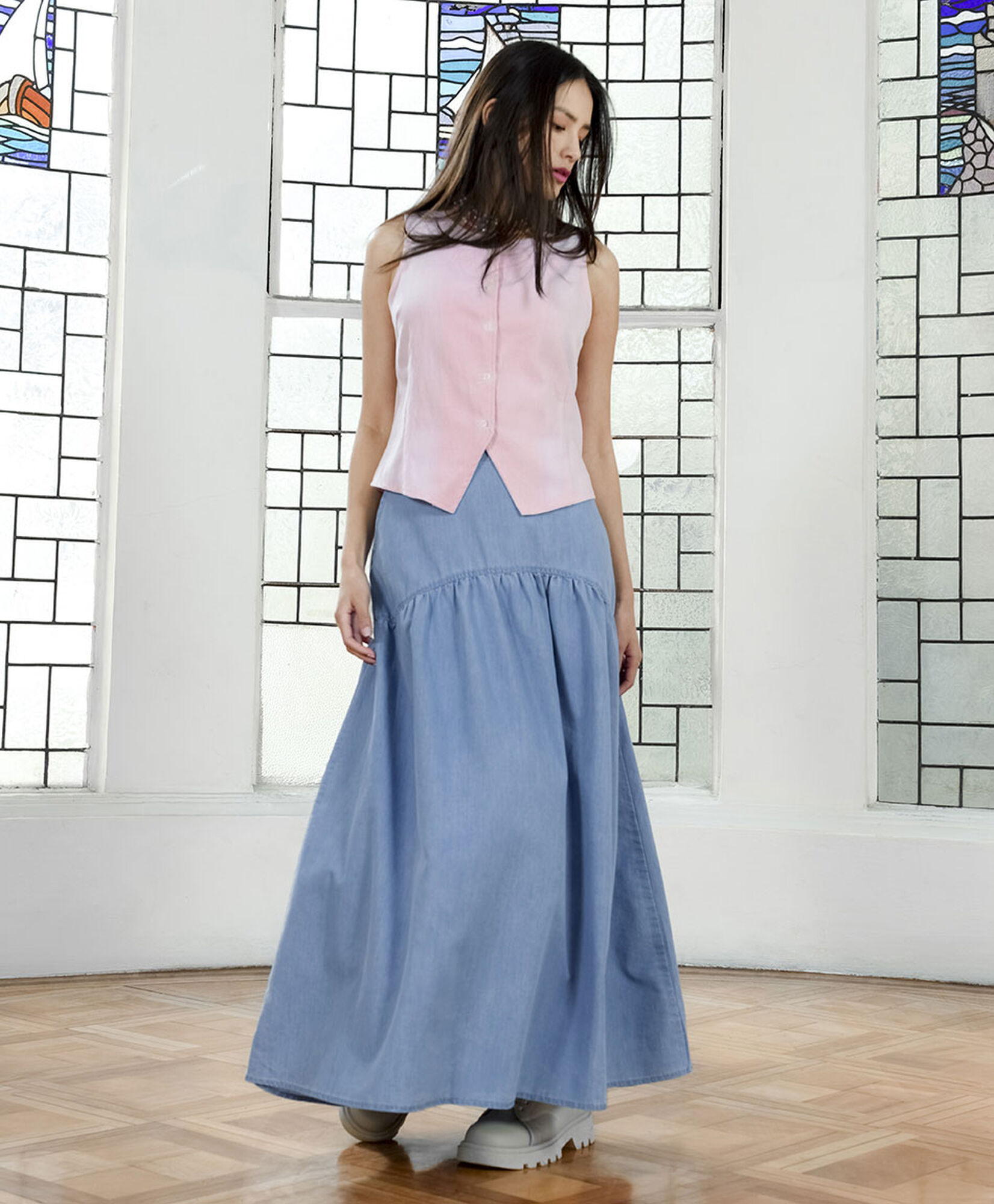 Falda mujer tencel bolsillos Falda mujer tencel bolsillos