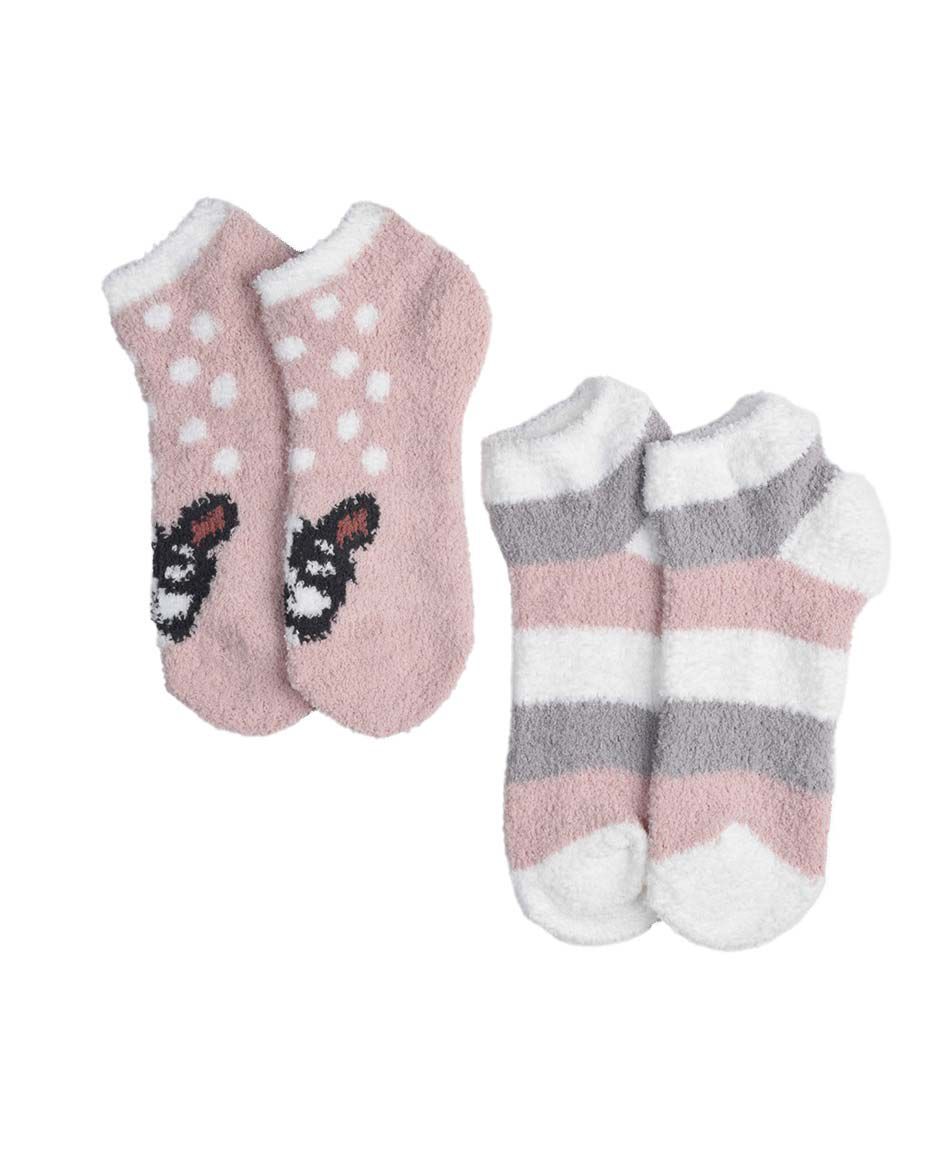 Pack 2 calcetines mujer cortos l&iacute;neas y puntos