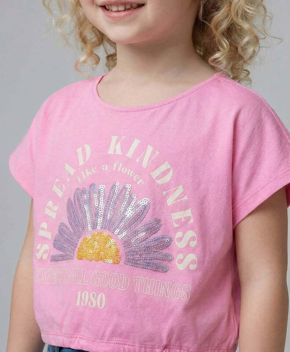 Polera ni&ntilde;a crop lazo