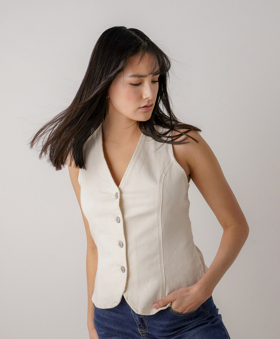 Vest mujer entallado lazo