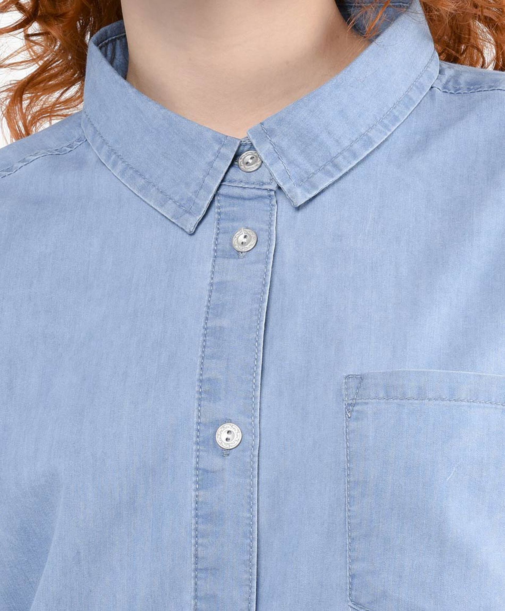 Blusa mujer denim bolsillo Blusa mujer denim bolsillo