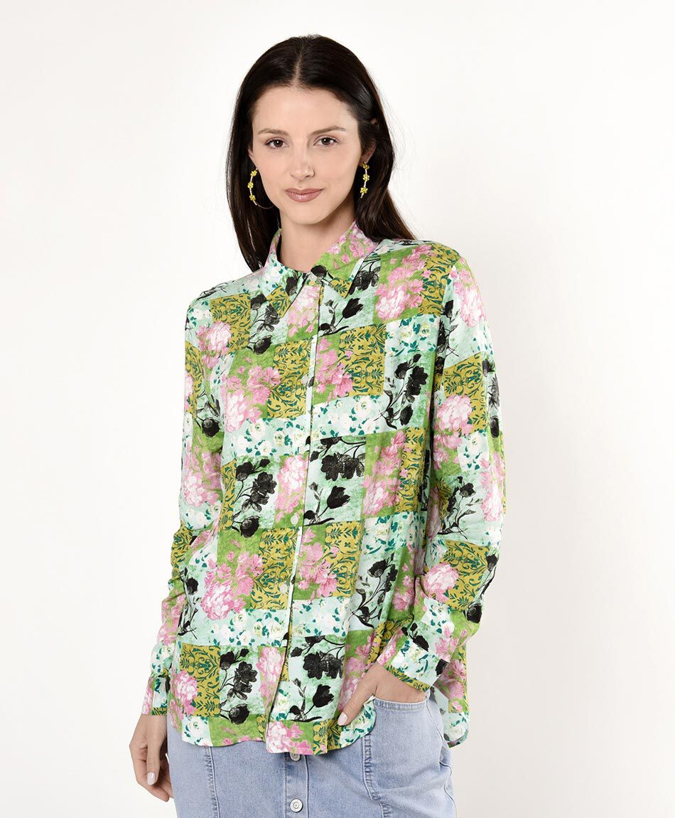 Blusa mujer patchwork floreada