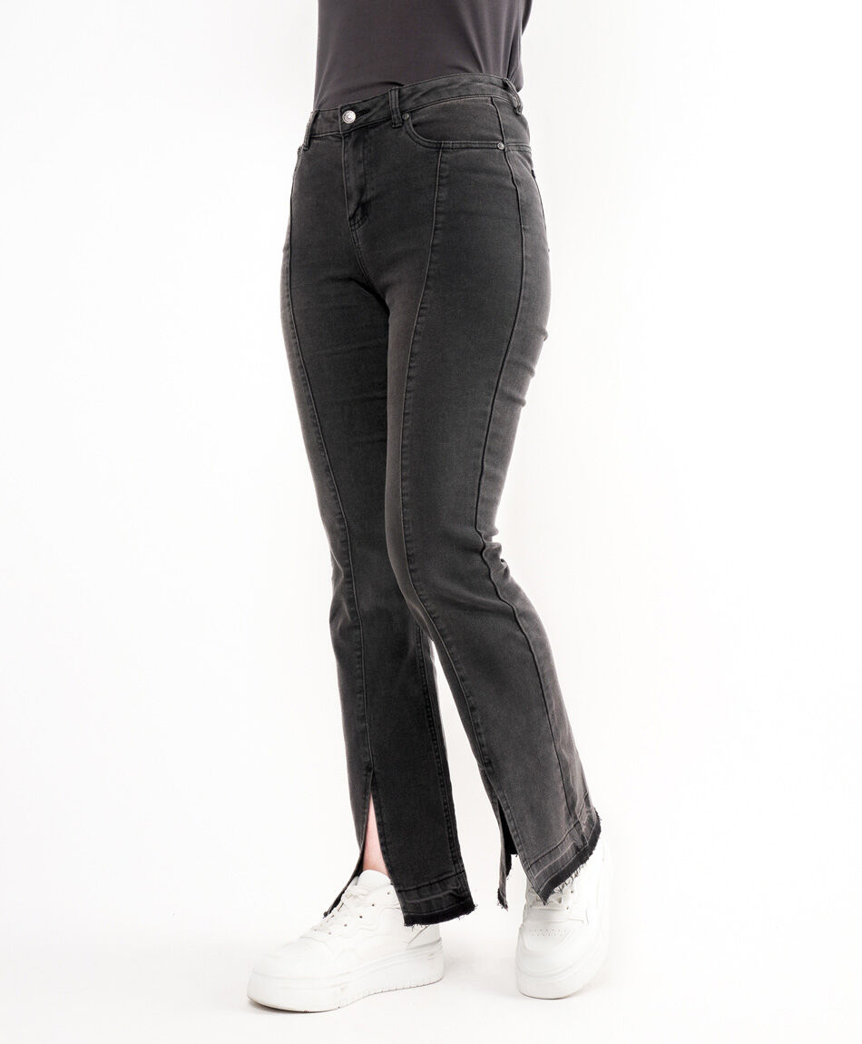 Jeans mujer basta doble abierta flare