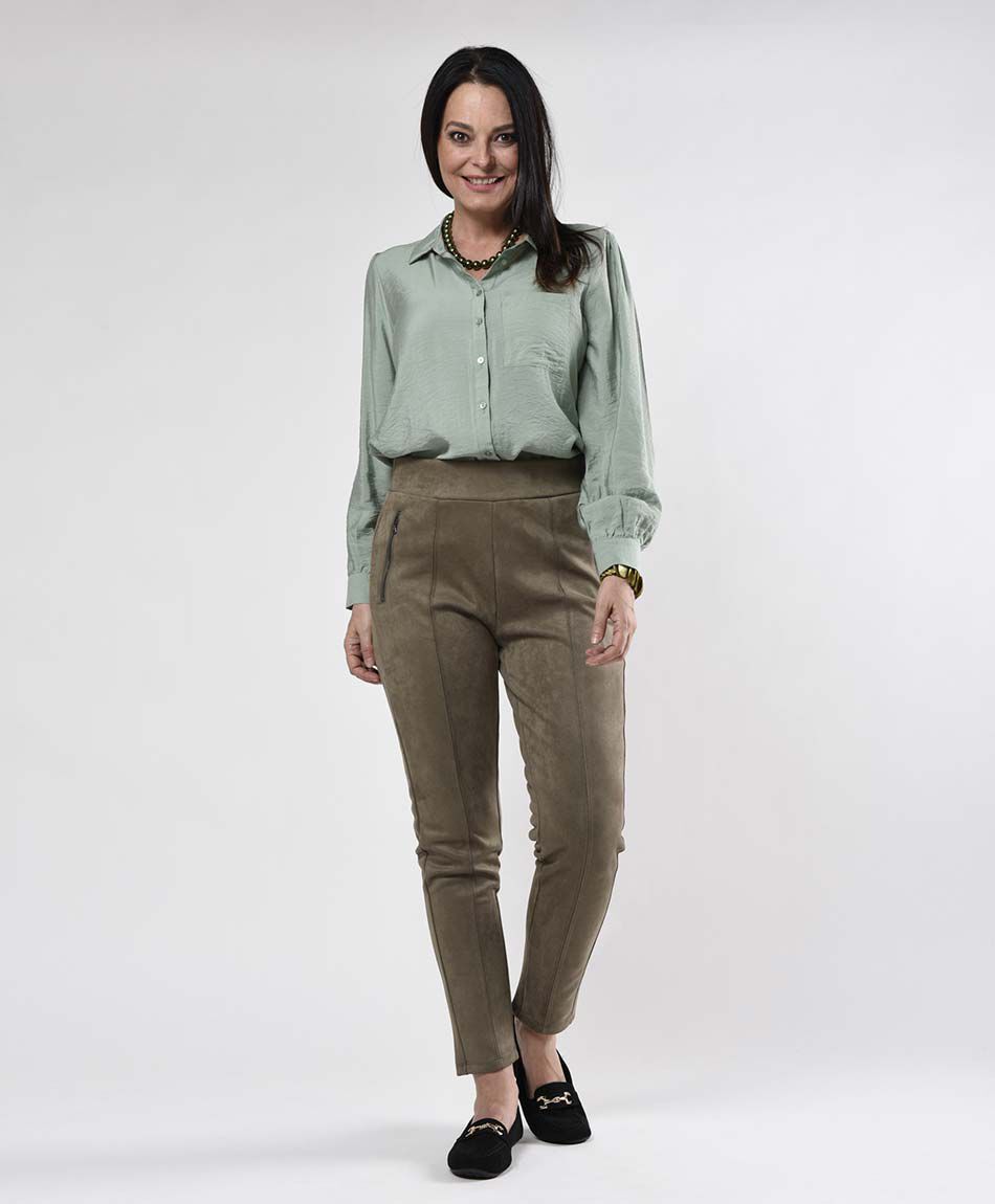 Pantal&oacute;n mujer cierres y costuras frontales skinny fit